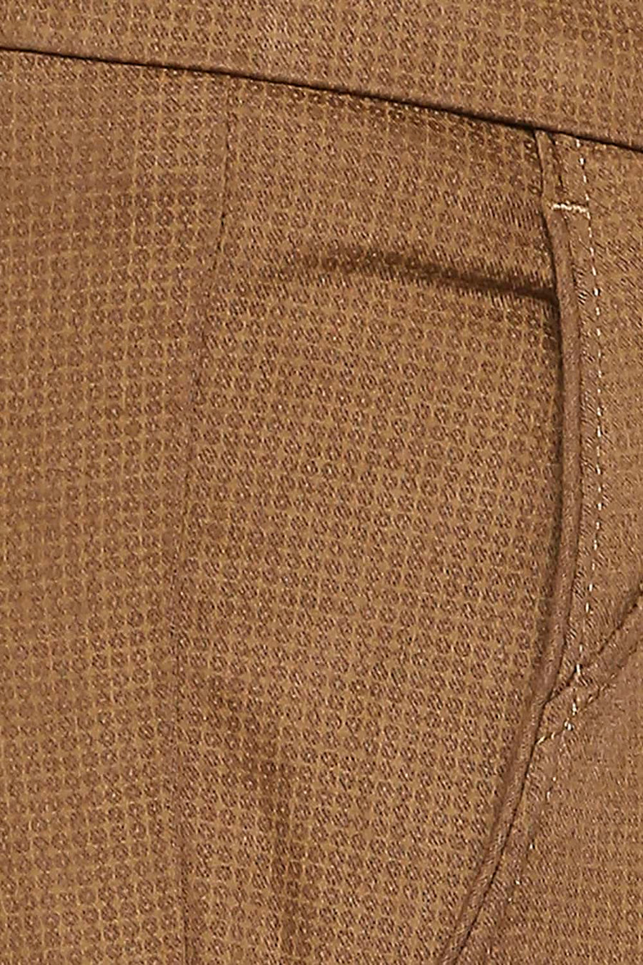 BASICS TAPERED FIT BRONZE BROWN PRINTED STRETCH TROUSER