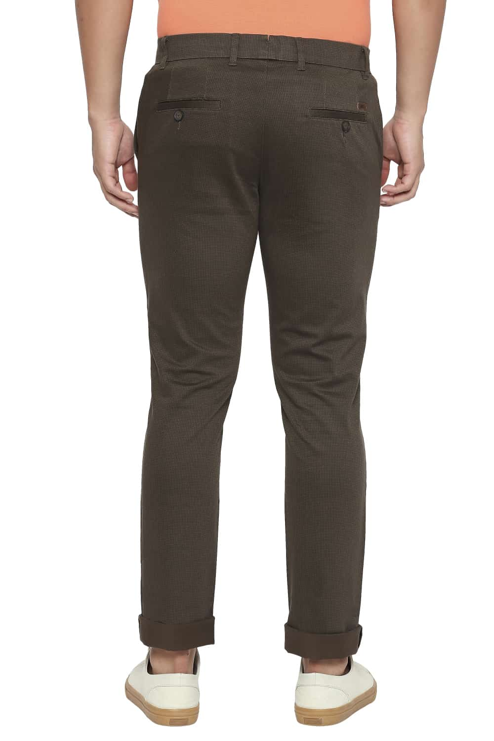 BASICS TAPERED FIT PRINTED STRETCH TROUSER