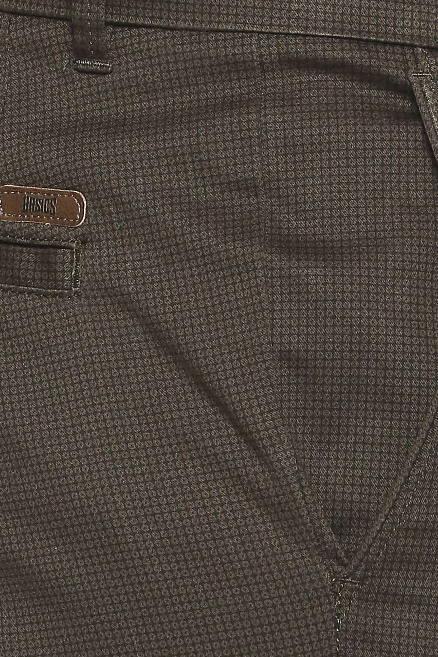 BASICS TAPERED FIT NIGHT OLIVE PRINTED STRETCH TROUSER