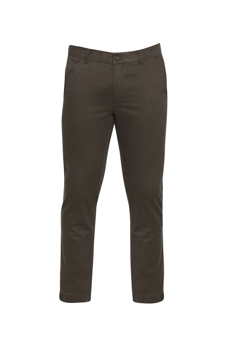 BASICS TAPERED FIT NIGHT OLIVE PRINTED STRETCH TROUSER