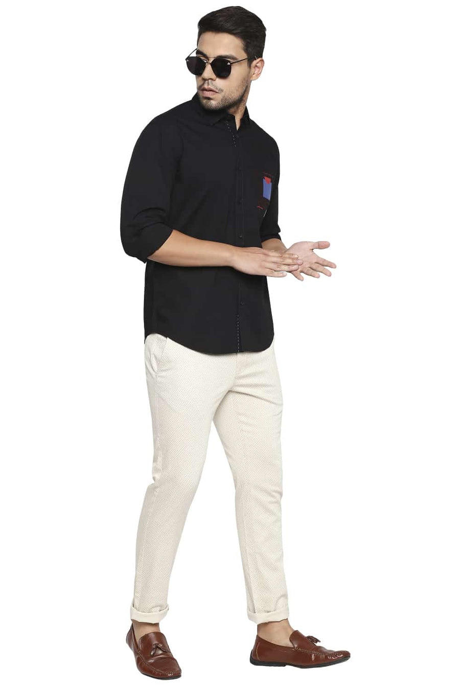 BASICS TAPERED FIT CREME BRULEE STRETCH TROUSER