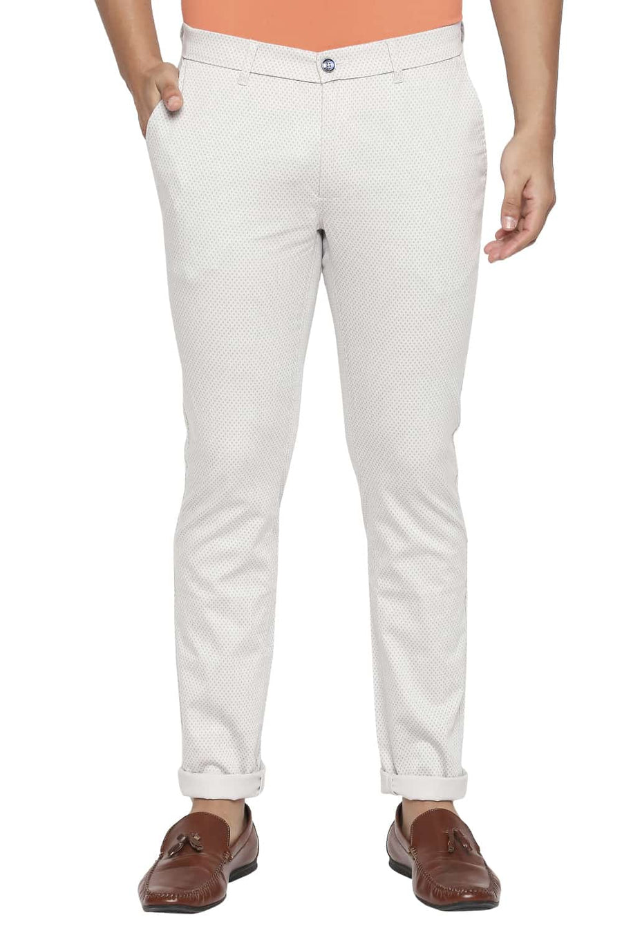 BASICS TAPERED FIT SILVER GREY STRETCH TROUSER
