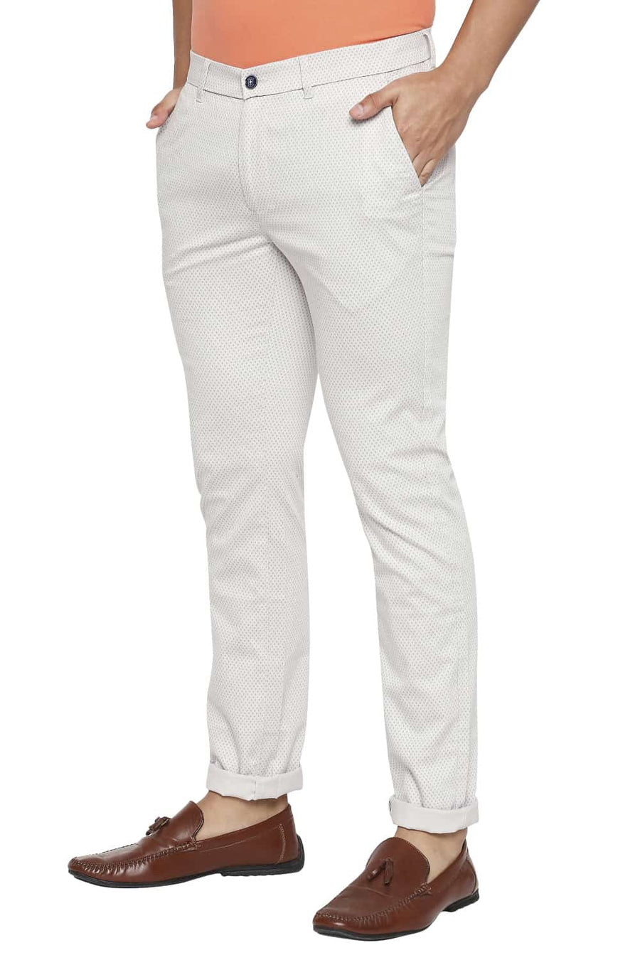 BASICS TAPERED FIT SILVER GREY STRETCH TROUSER