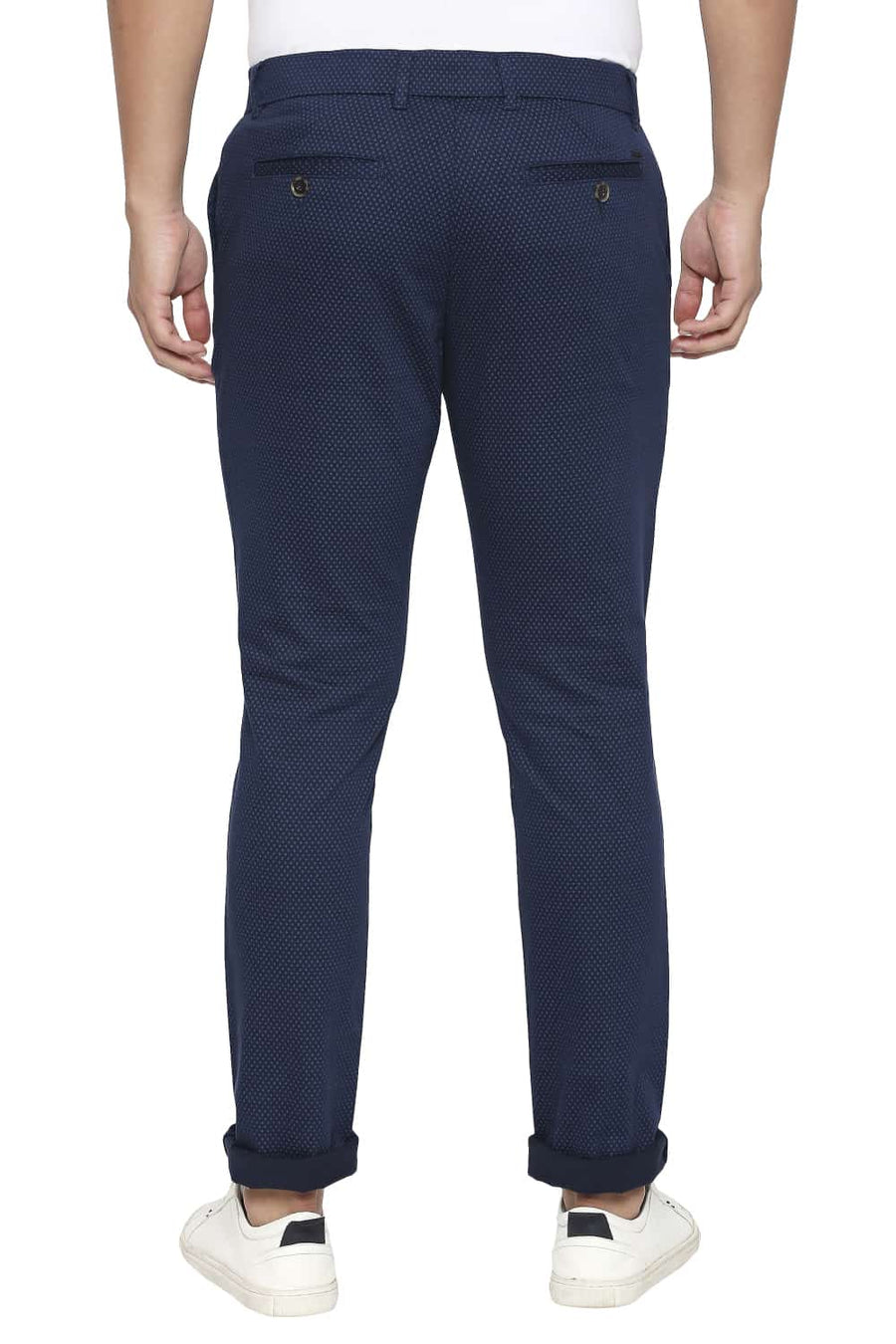 BASICS TAPERED FIT REFLECTING NAVY STRETCH TROUSER