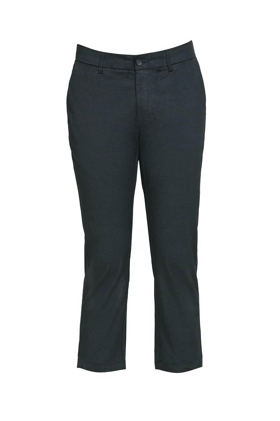 BASICS TAPERED FIT DARK SHADOW GREY SATIN STRETCH TROUSERS