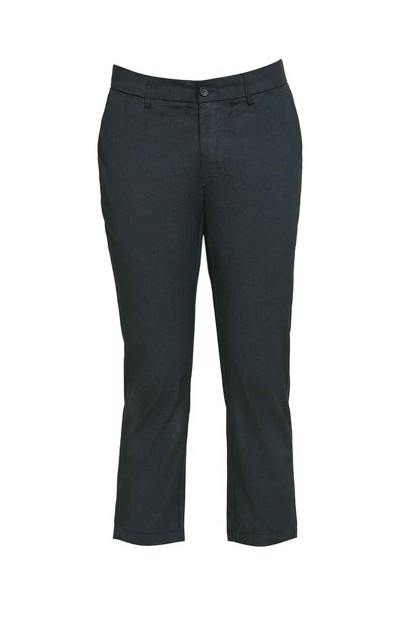 BASICS TAPERED FIT SATIN STRETCH TROUSERS