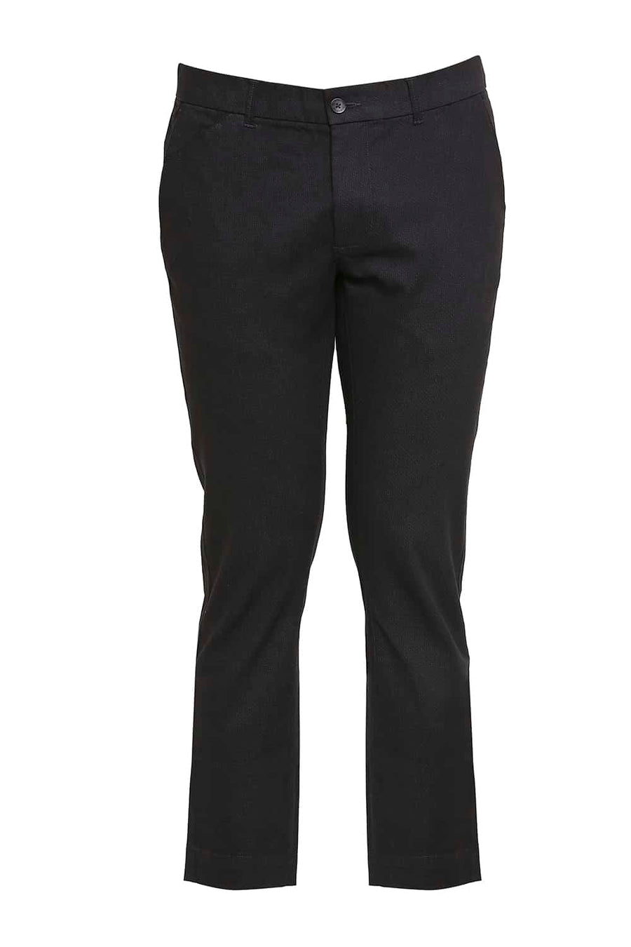 BASICS TAPERED FIT IRON BLACK SATIN STRETCH TROUSERS