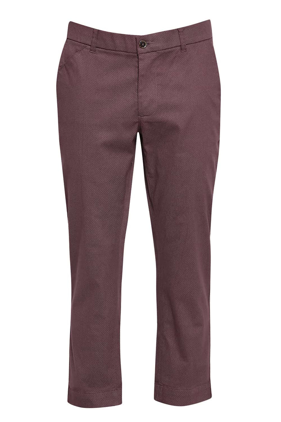 BASICS TAPERED FIT HUCKLEBERRY WINE SATIN STRETCH TROUSERS
