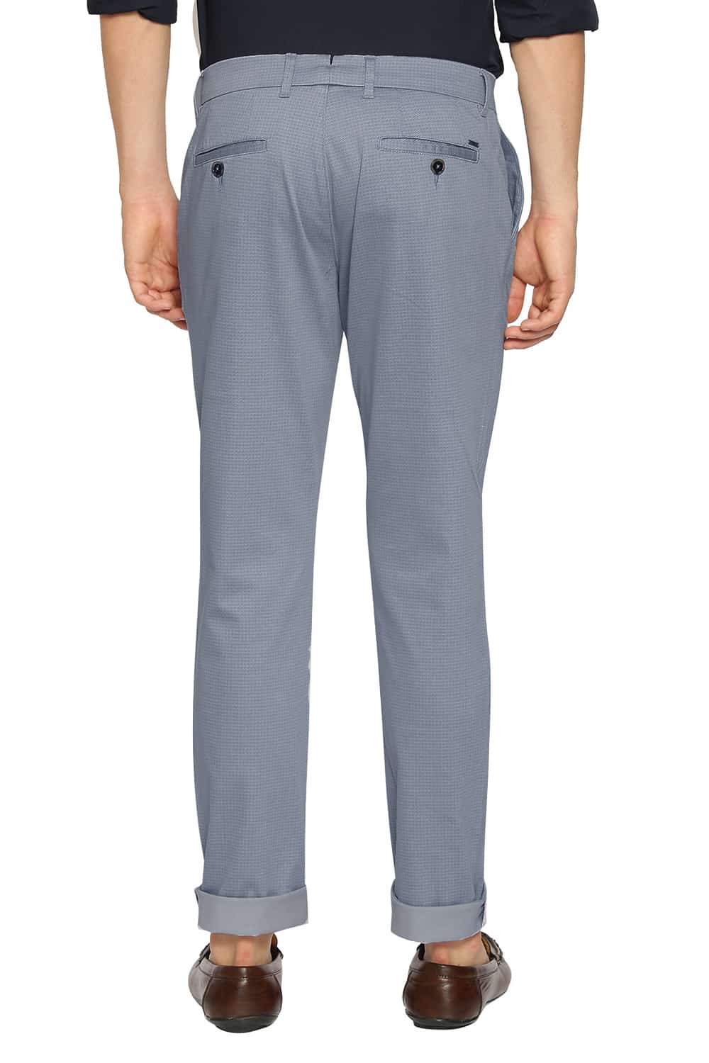 BASICS TAPERED FIT CITADEL GREY SATIN STRETCH TROUSERS