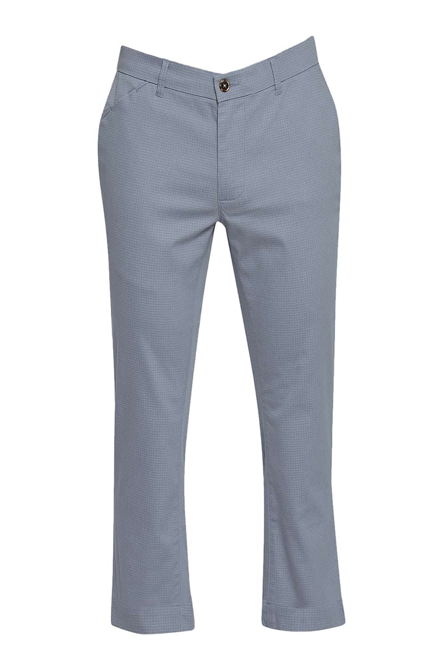 BASICS TAPERED FIT CITADEL GREY SATIN STRETCH TROUSERS