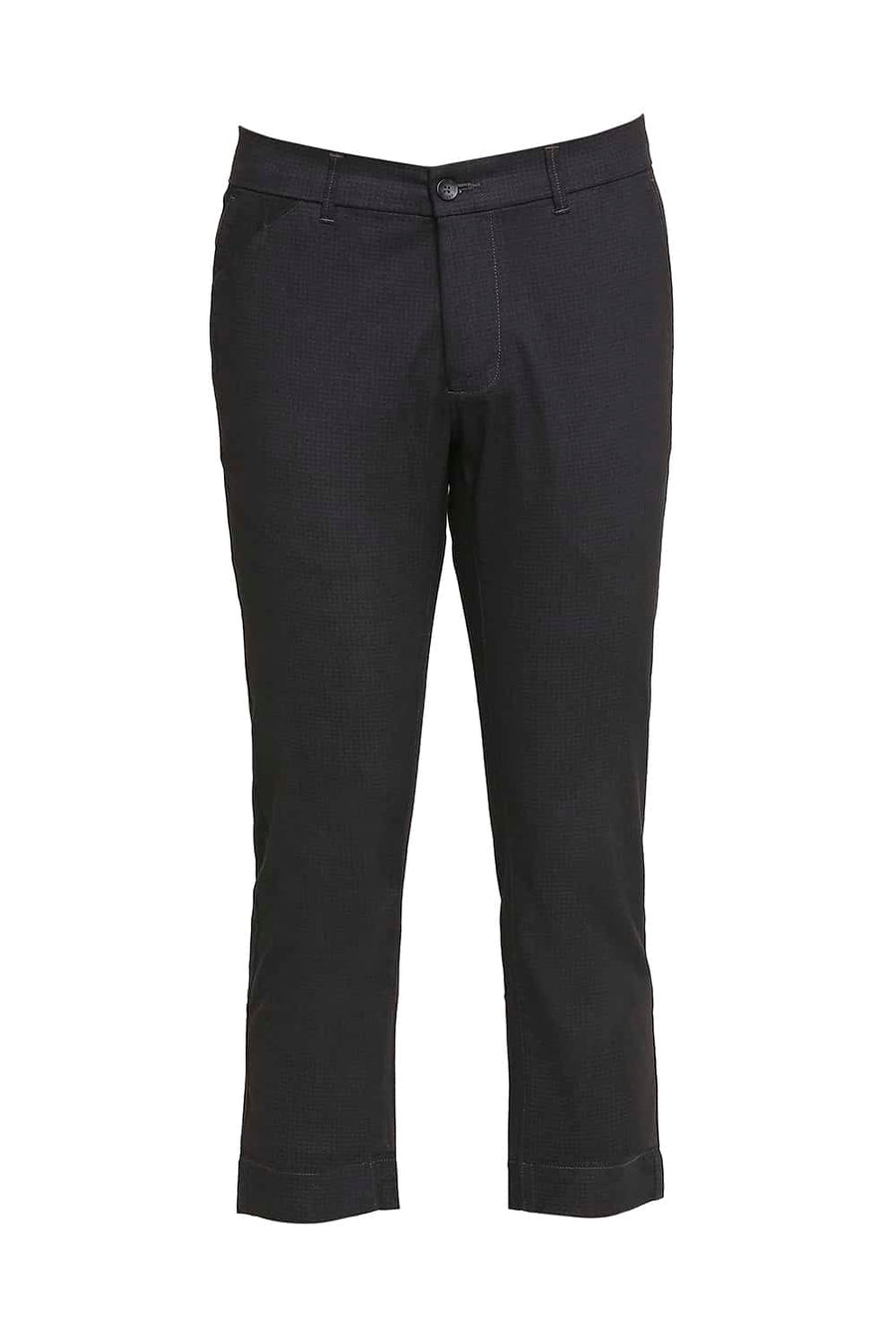 BASICS TAPERED FIT EBONY BLACK SATIN STRETCH TROUSERS