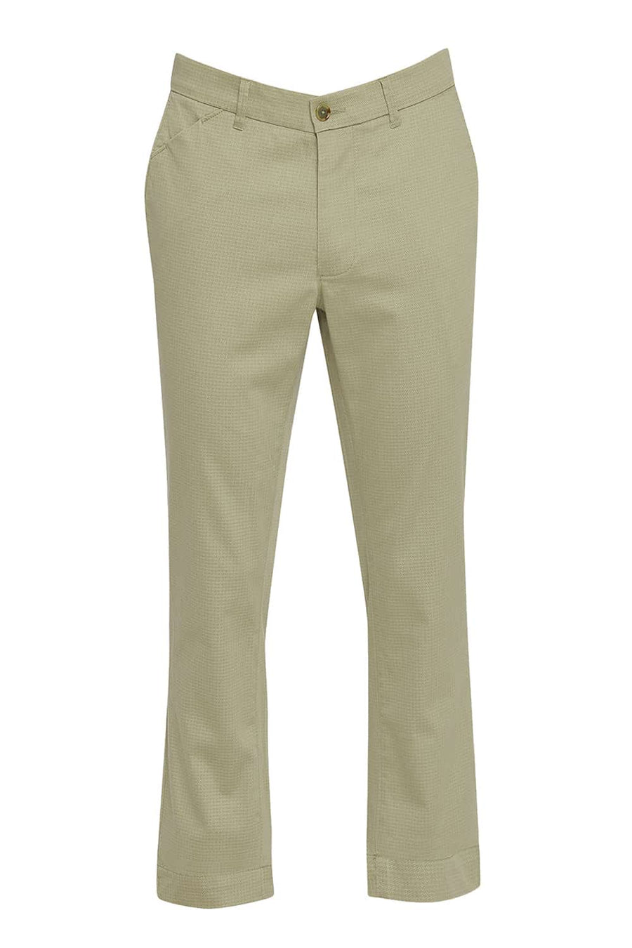BASICS TAPERED FIT DEEP LICHEN GREEN SATIN STRETCH TROUSERS