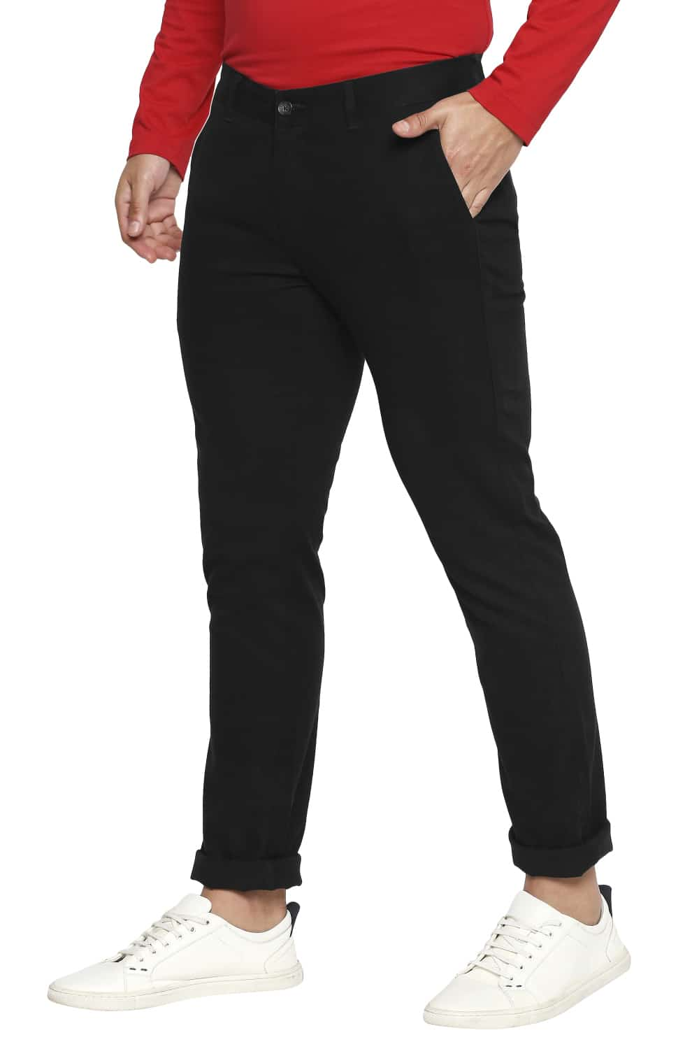 BASICS TAPERED FIT ANTHRACITE STRETCH TROUSER