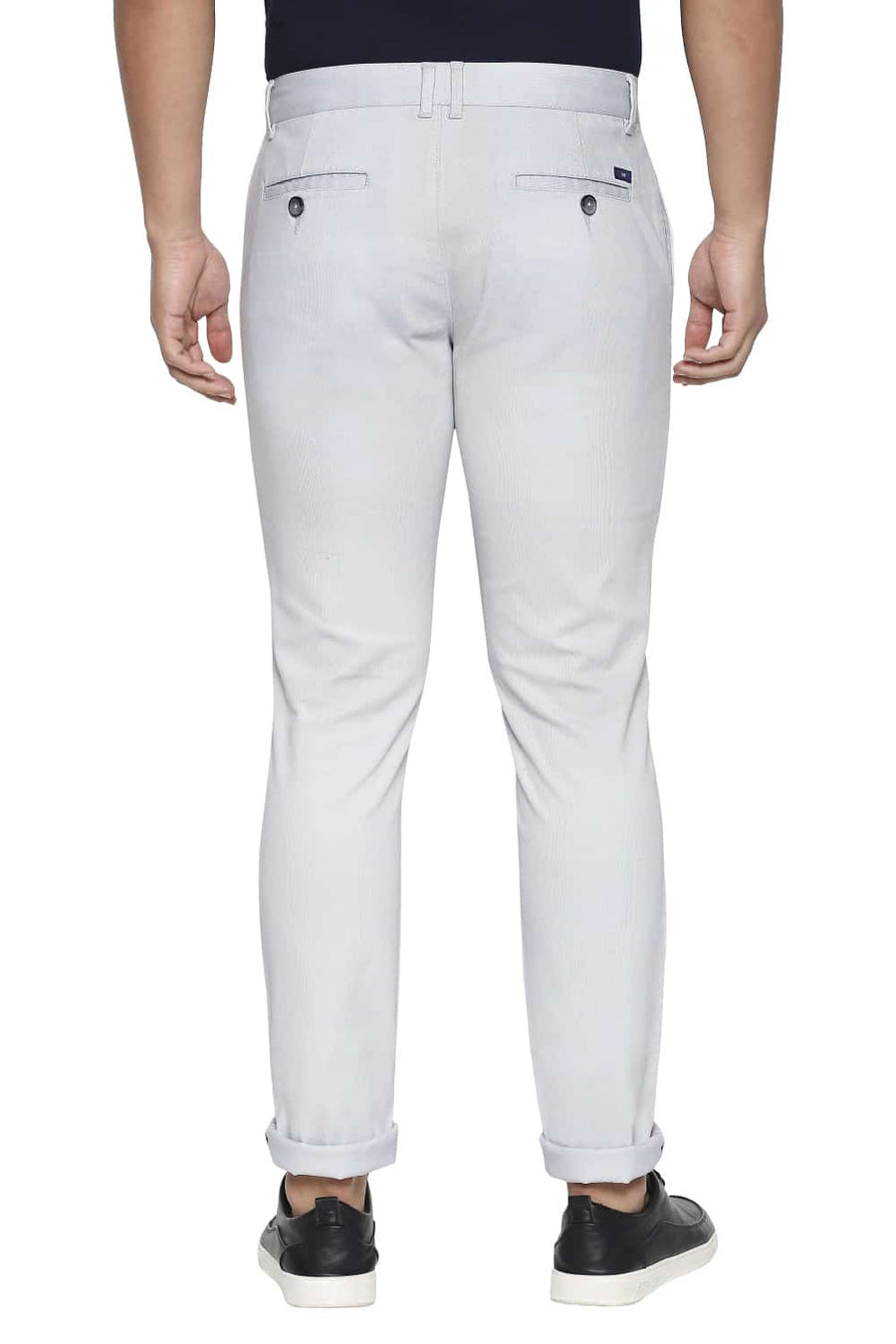 BASICS TAPERED FIT MICROCHIP GREY STRETCH TROUSER