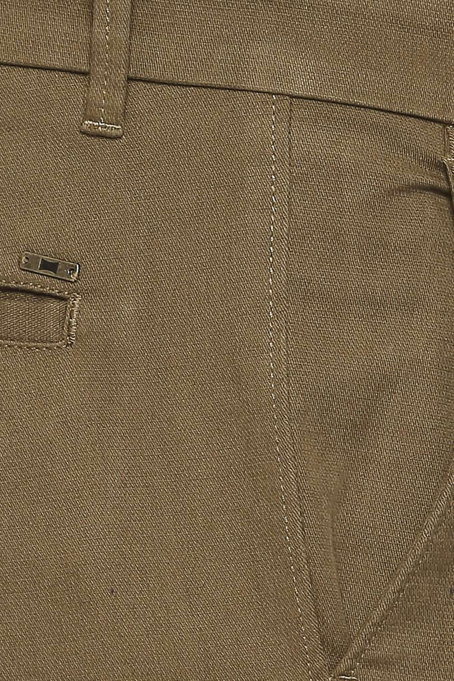 BASICS TAPERED FIT FIR GREEN STRETCH TROUSERS