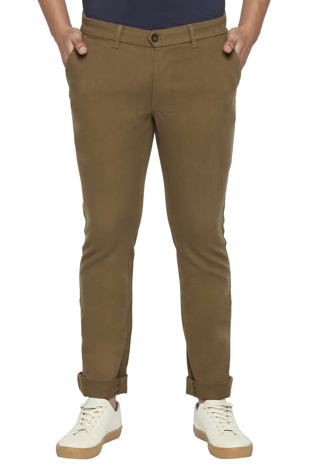 BASICS TAPERED FIT STRETCH TROUSERS