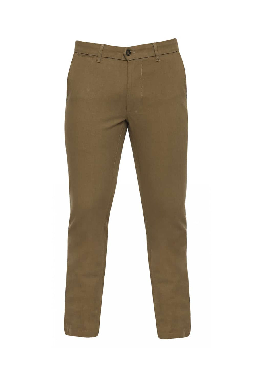 BASICS TAPERED FIT FIR GREEN STRETCH TROUSERS