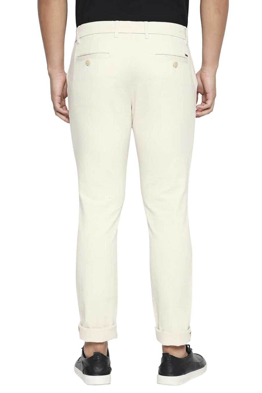 BASICS TAPERED FIT BONE WHITE STRETCH TROUSERS