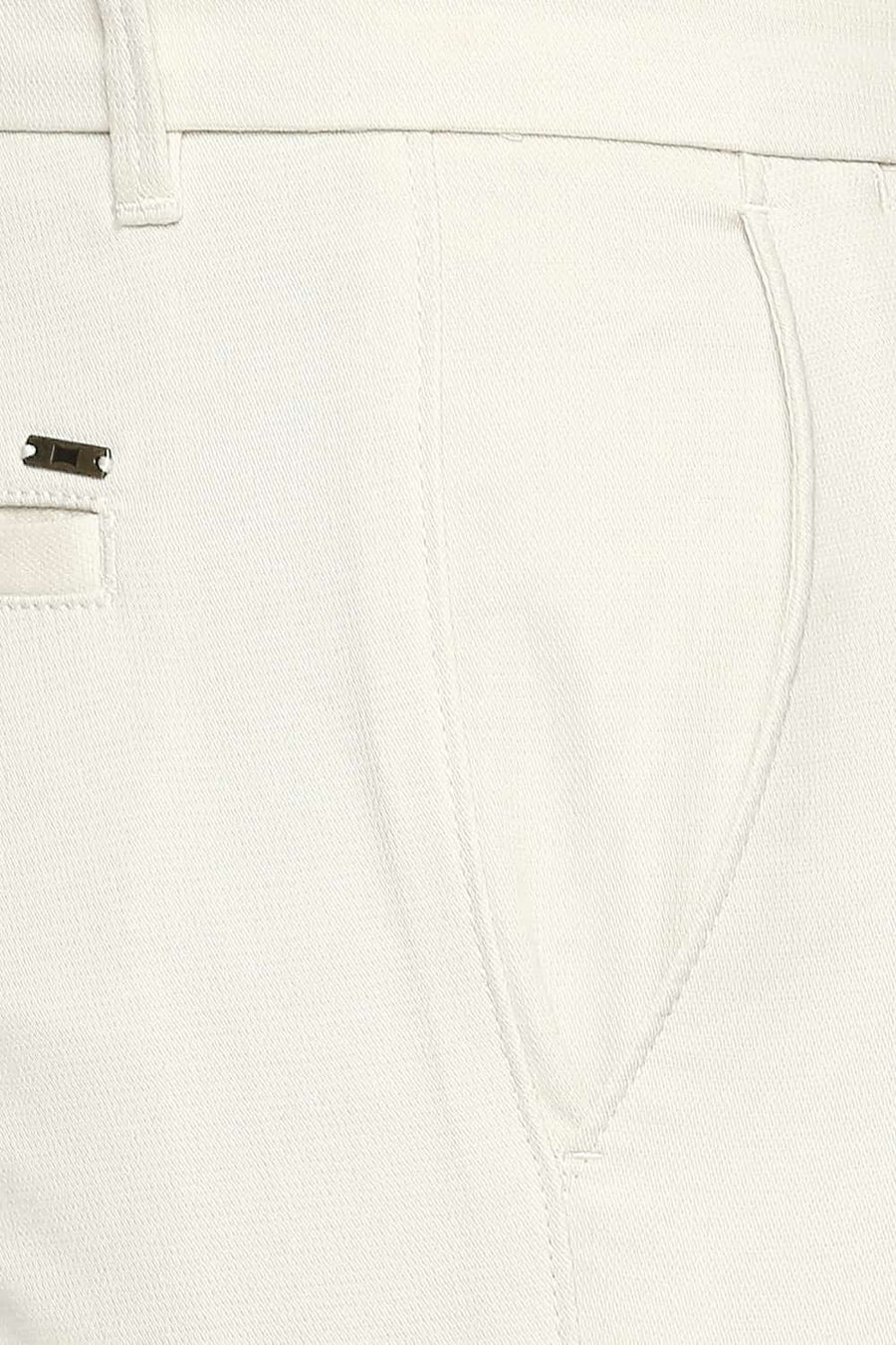 BASICS TAPERED FIT BONE WHITE STRETCH TROUSERS