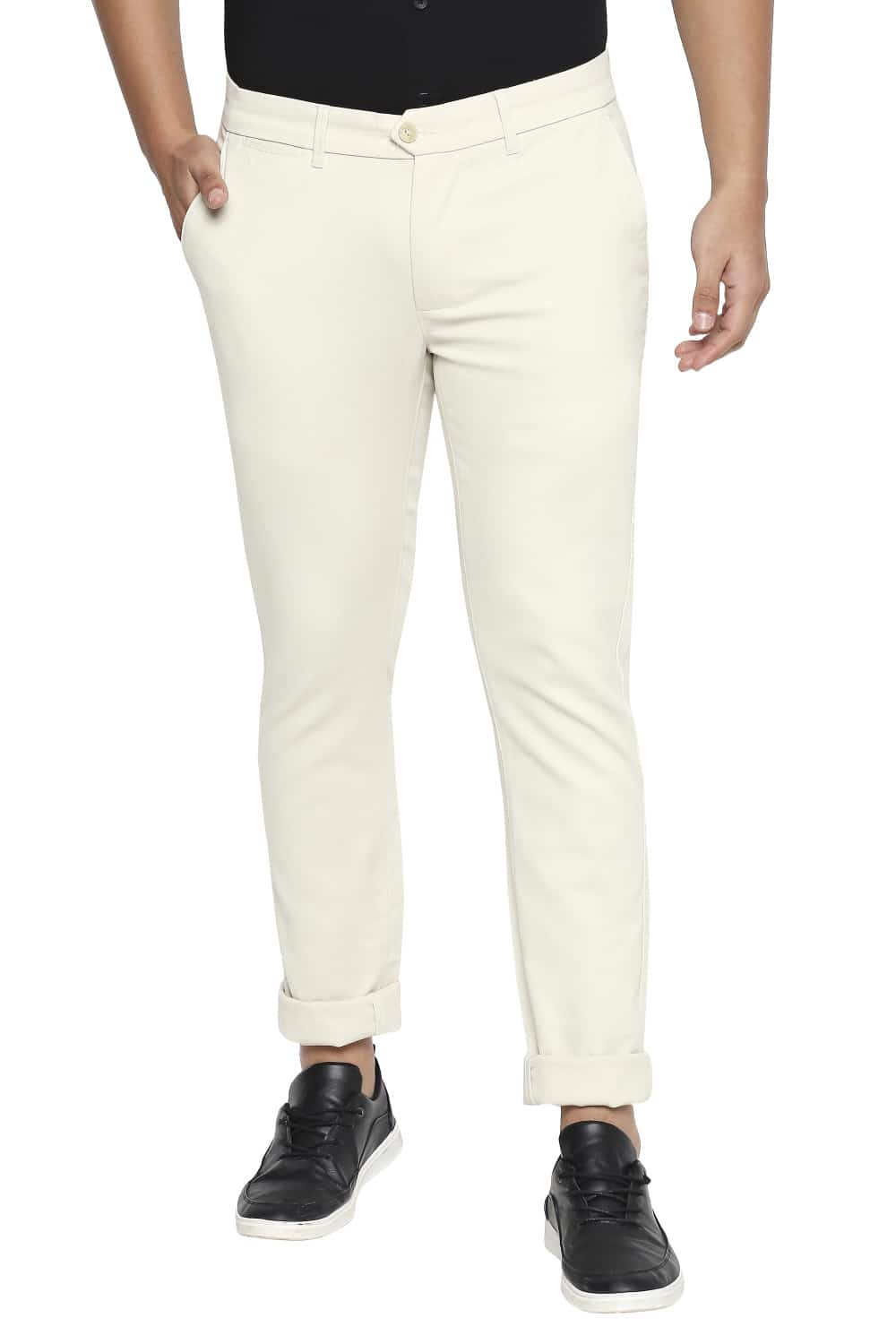 BASICS TAPERED FIT STRETCH TROUSERS