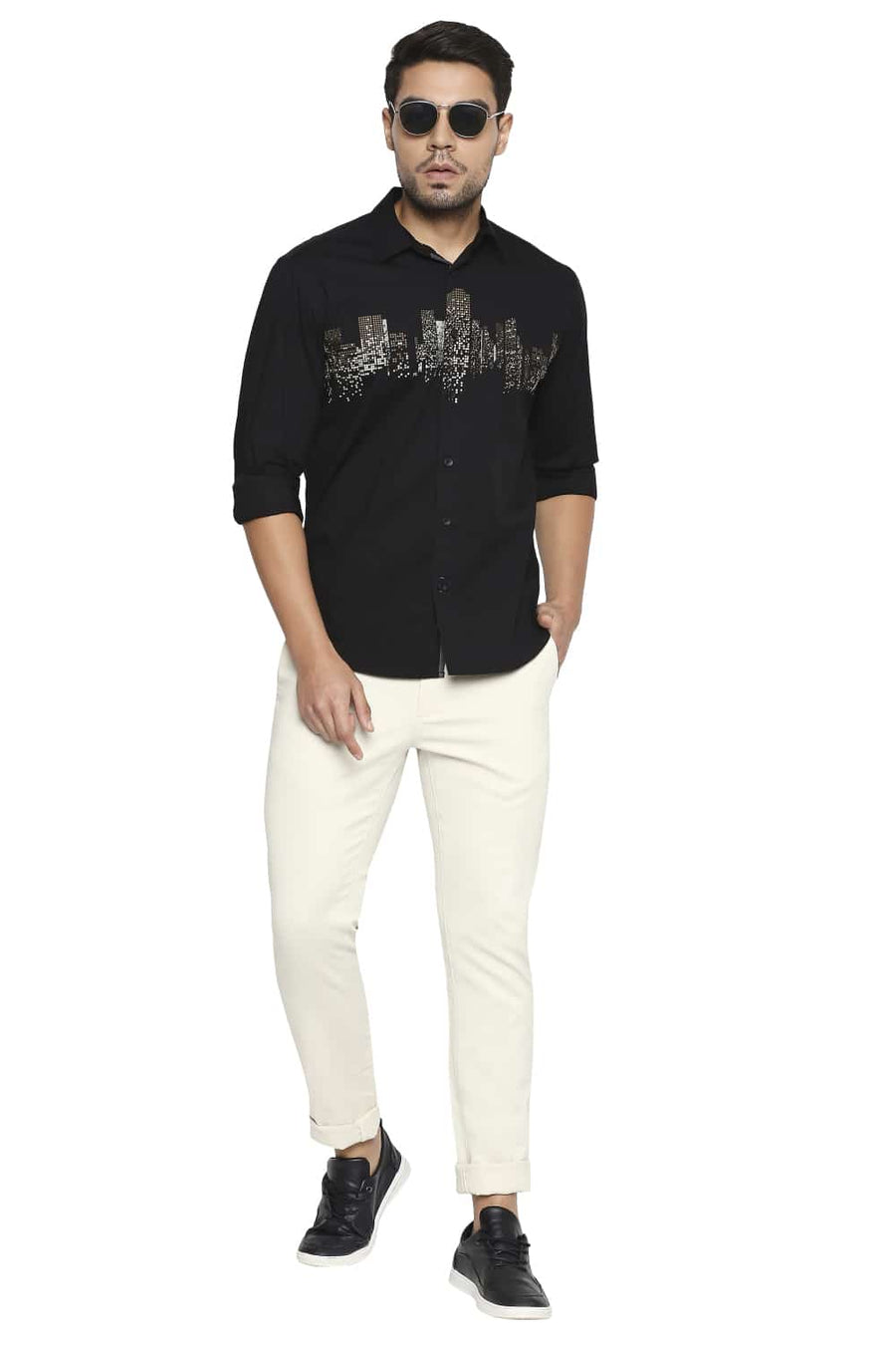 BASICS TAPERED FIT BONE WHITE STRETCH TROUSERS
