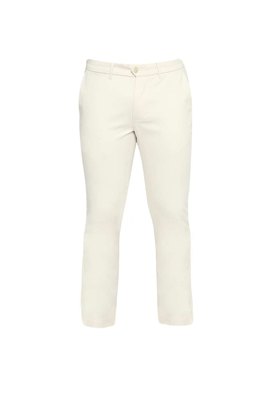 BASICS TAPERED FIT BONE WHITE STRETCH TROUSERS