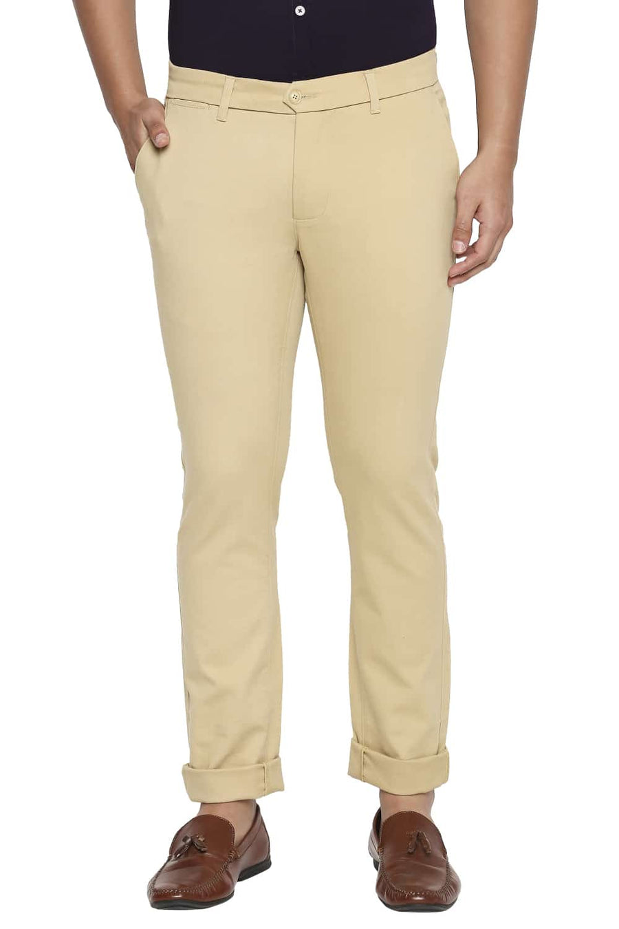 BASICS TAPERED FIT PRAIRIE SAND STRETCH TROUSERS