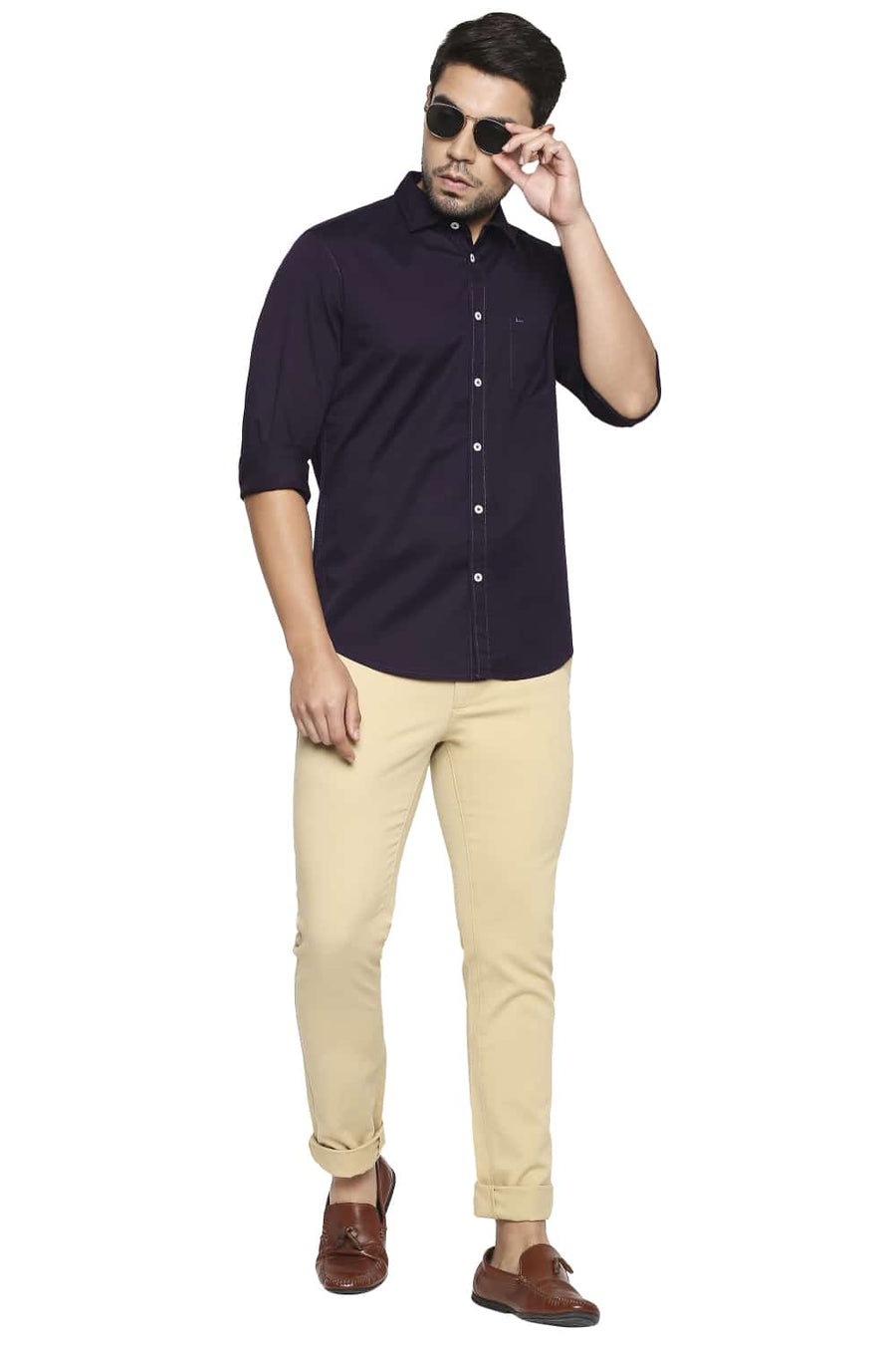 BASICS TAPERED FIT PRAIRIE SAND STRETCH TROUSERS