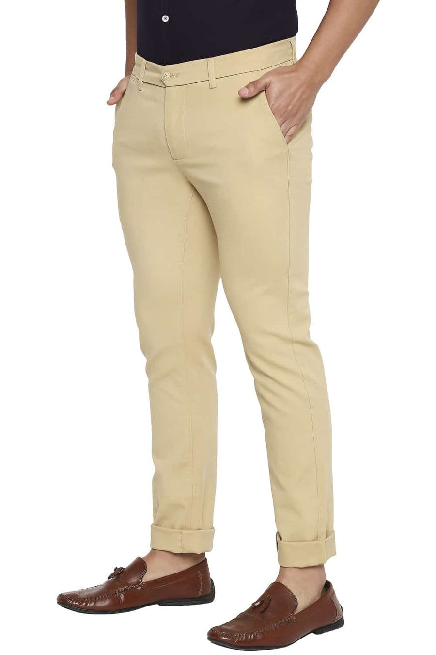 BASICS TAPERED FIT PRAIRIE SAND STRETCH TROUSERS