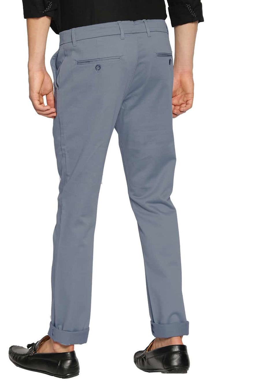 BASICS TAPERED FIT CITADEL BLUE STRETCH TROUSERS