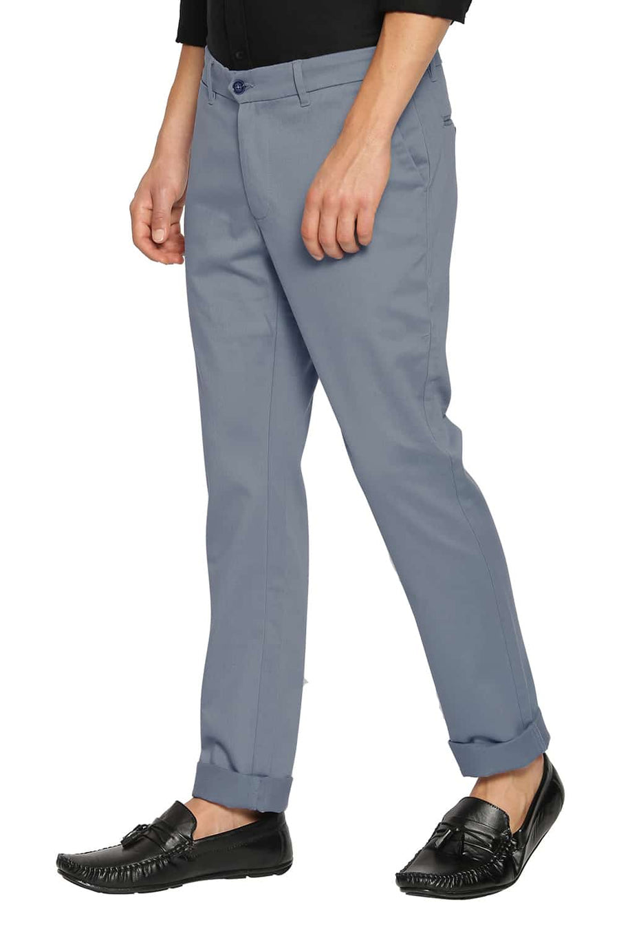 BASICS TAPERED FIT CITADEL BLUE STRETCH TROUSERS