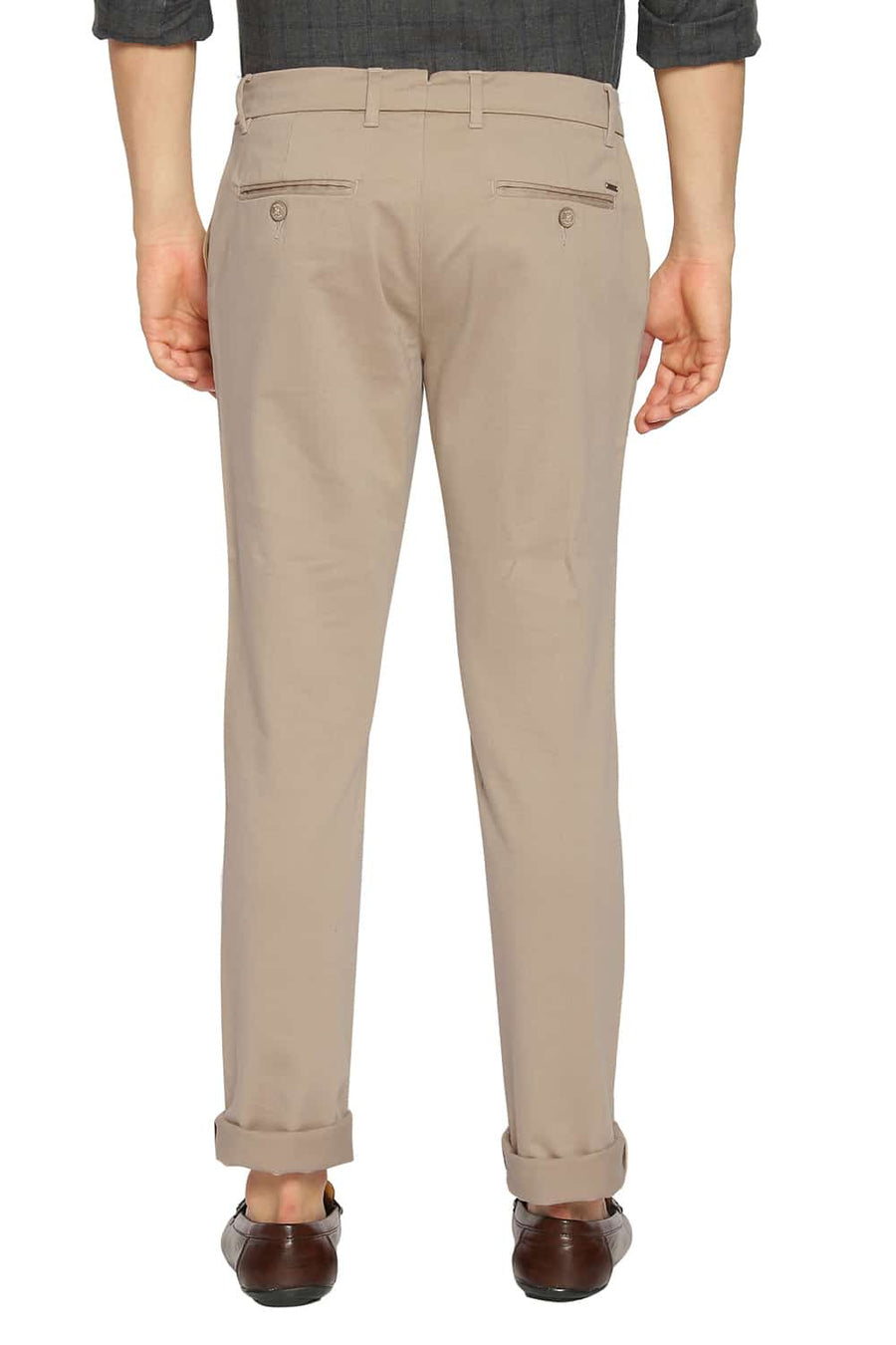 BASICS TAPERED FIT INCENSE KHAKI STRETCH TROUSERS