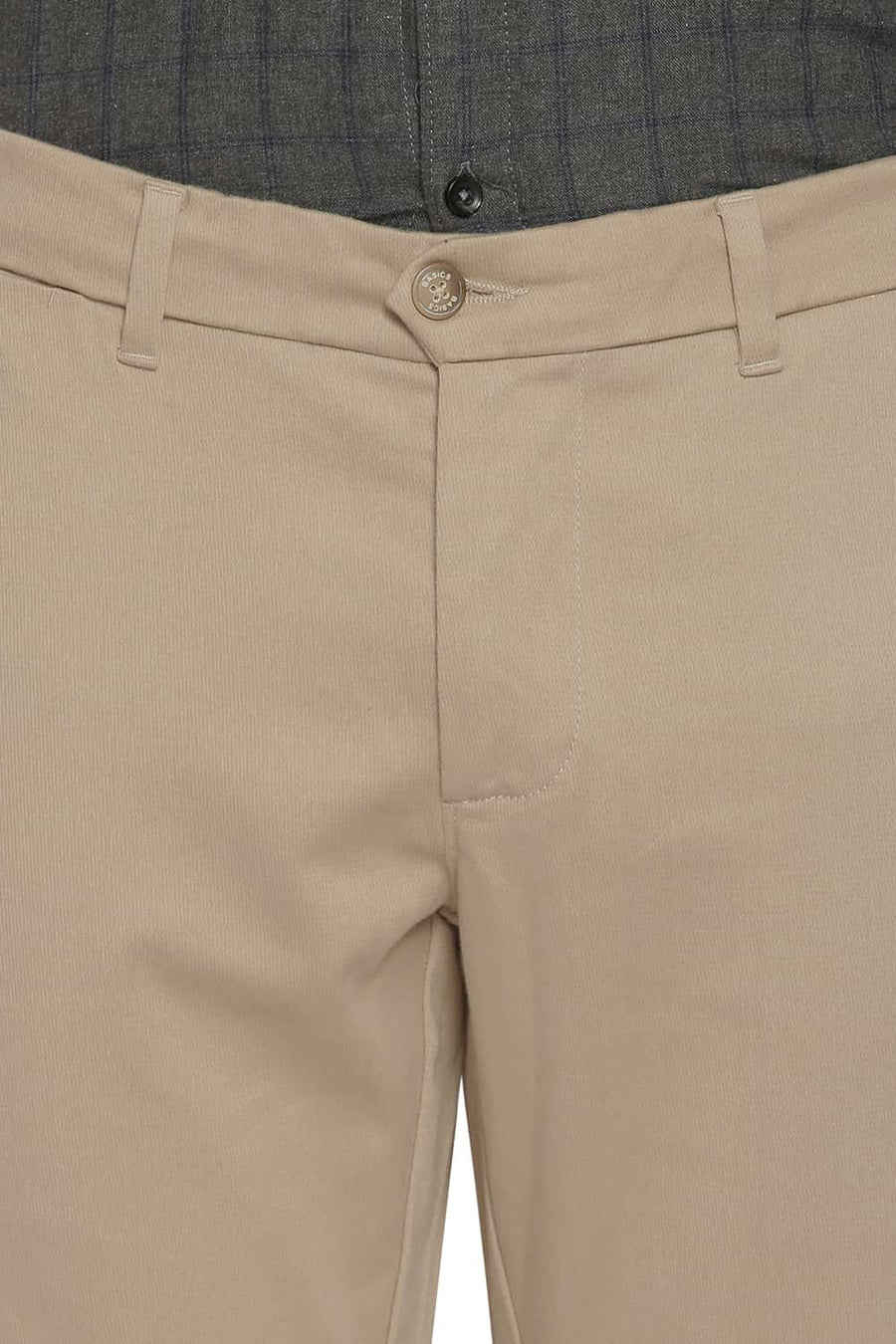 BASICS TAPERED FIT INCENSE KHAKI STRETCH TROUSERS