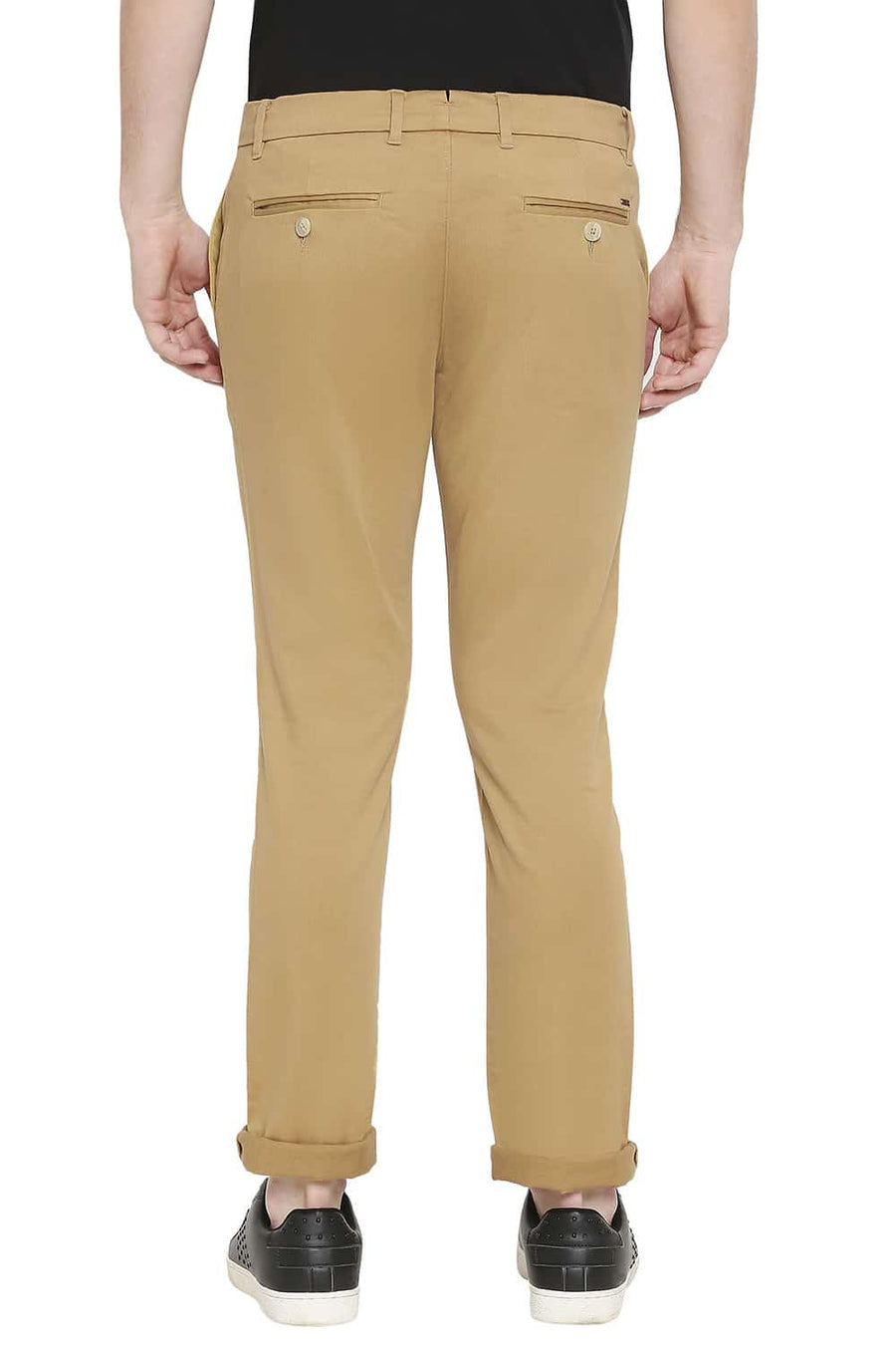 BASICS TAPERED FIT THRUSH KHAKI STRETCH TROUSERS