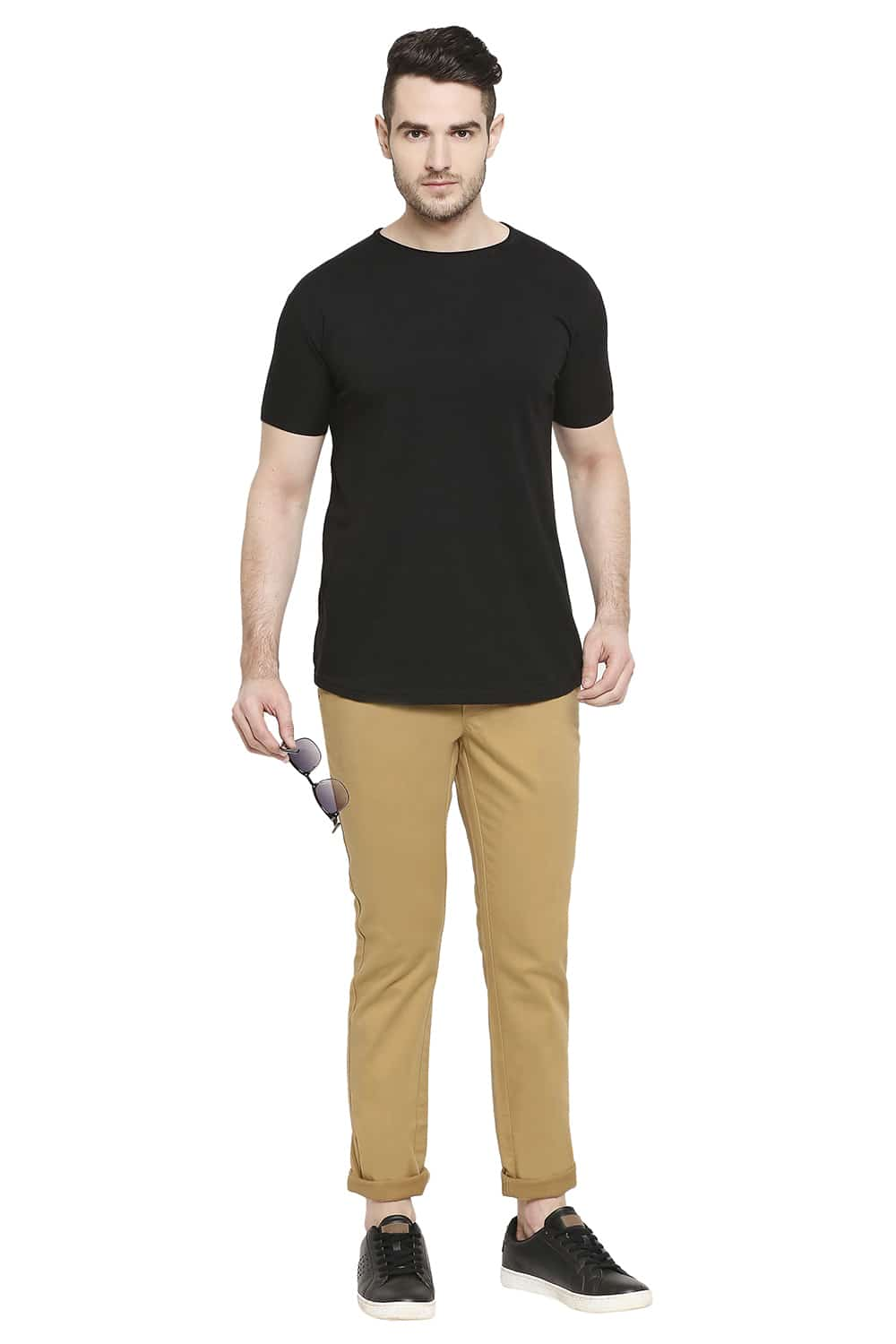 BASICS TAPERED FIT STRETCH TROUSERS