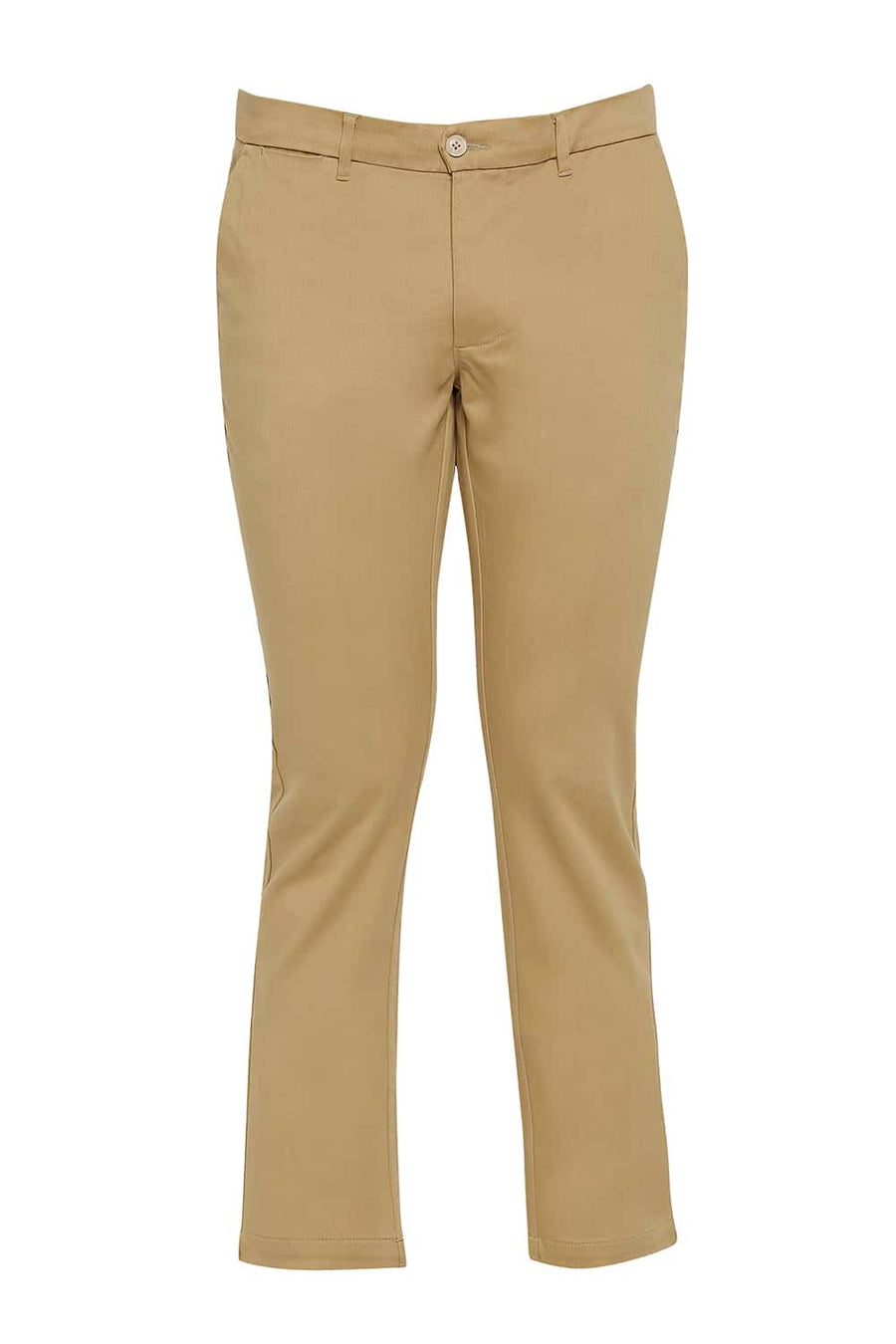 BASICS TAPERED FIT THRUSH KHAKI STRETCH TROUSERS