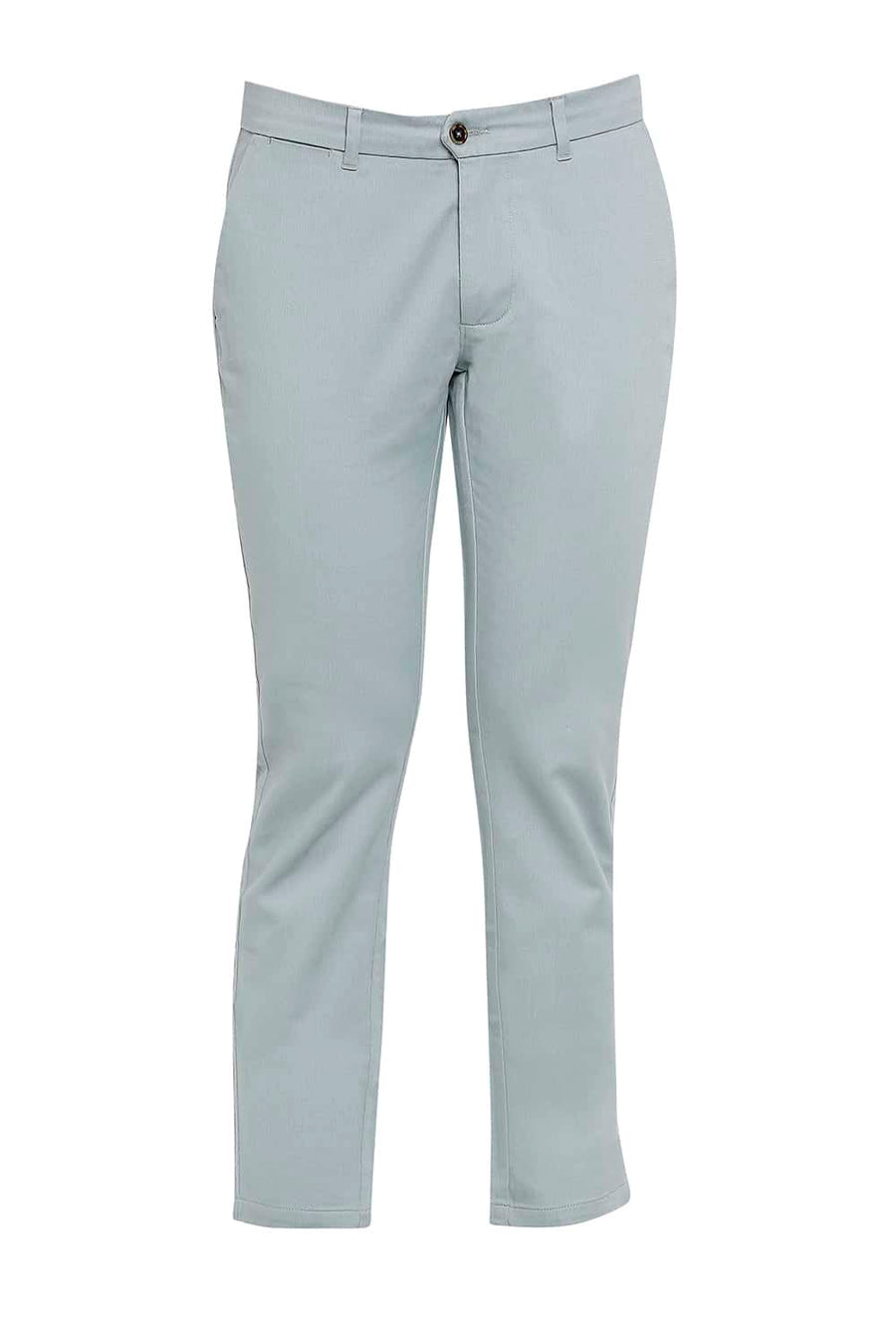 BASICS TAPERED FIT SMOKE BLUE STRETCH TROUSERS