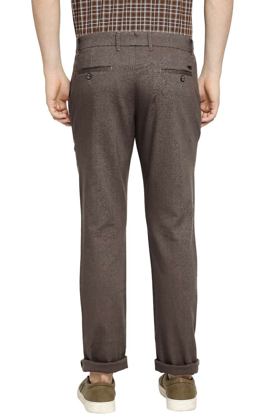 BASICS TAPERED FIT TEAK BROWN STRETCH TROUSER