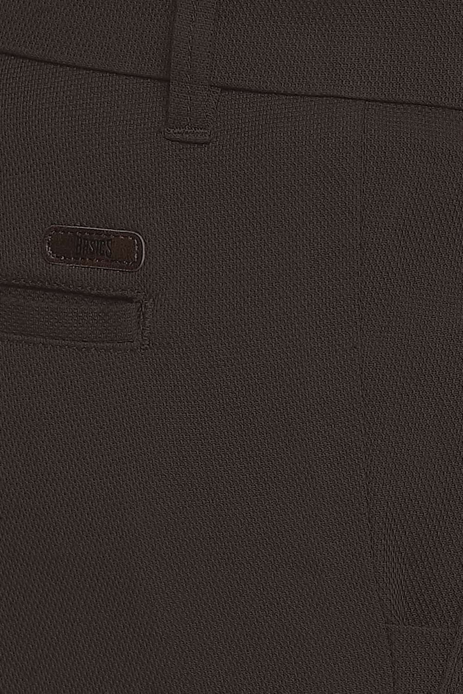 BASICS TAPERED FIT TEAK BROWN STRETCH TROUSER