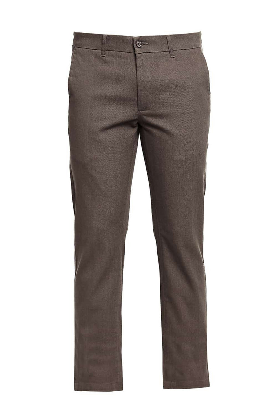 BASICS TAPERED FIT TEAK BROWN STRETCH TROUSER