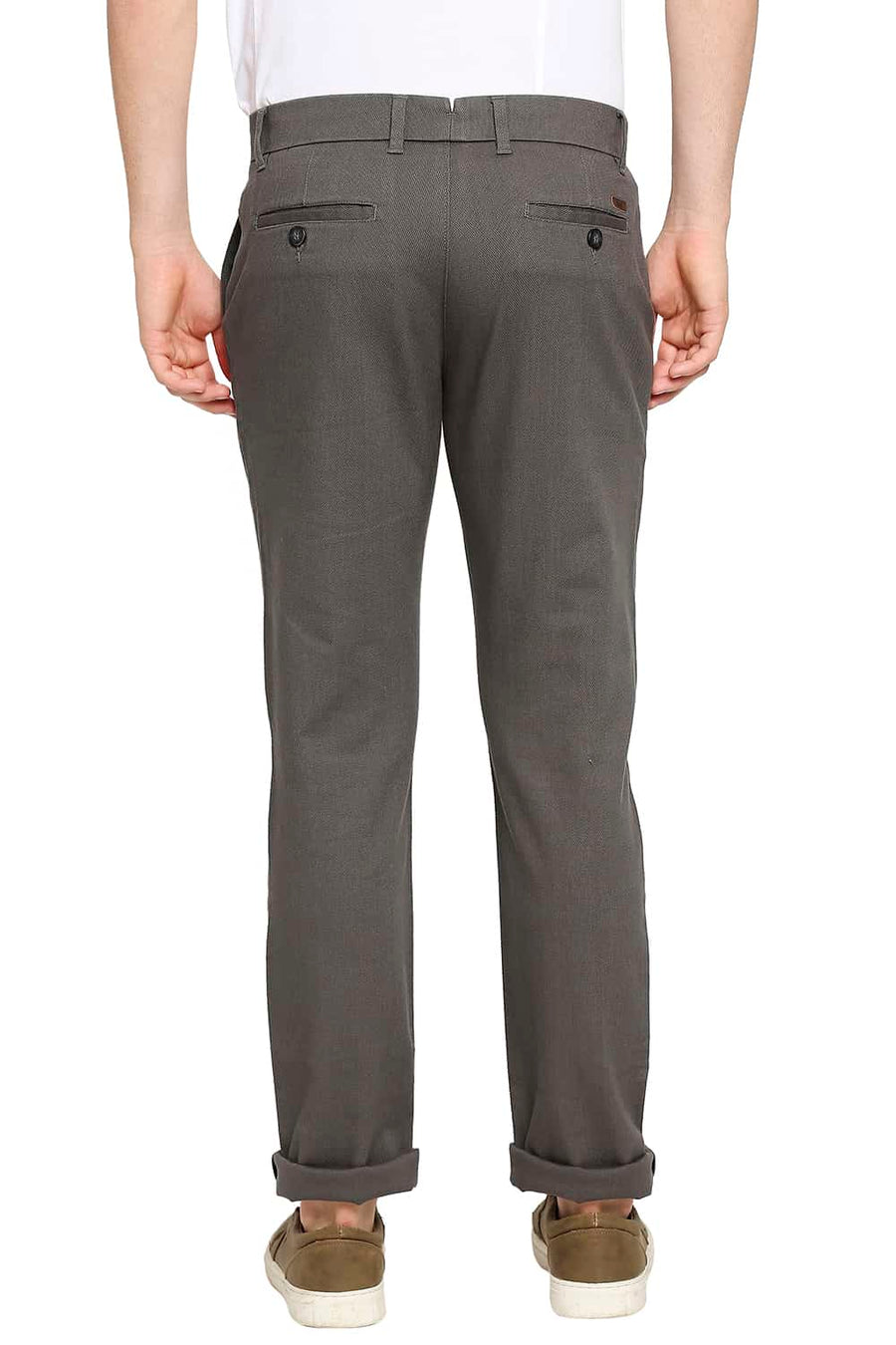 BASICS TAPERED FIT VOLCANIC GREY STRETCH TROUSER