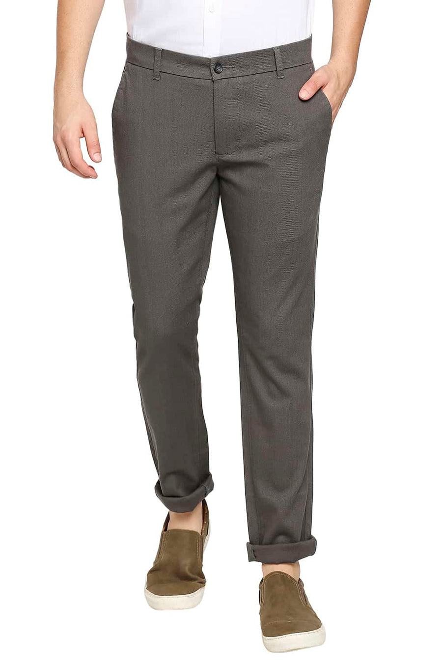 BASICS TAPERED FIT VOLCANIC GREY STRETCH TROUSER