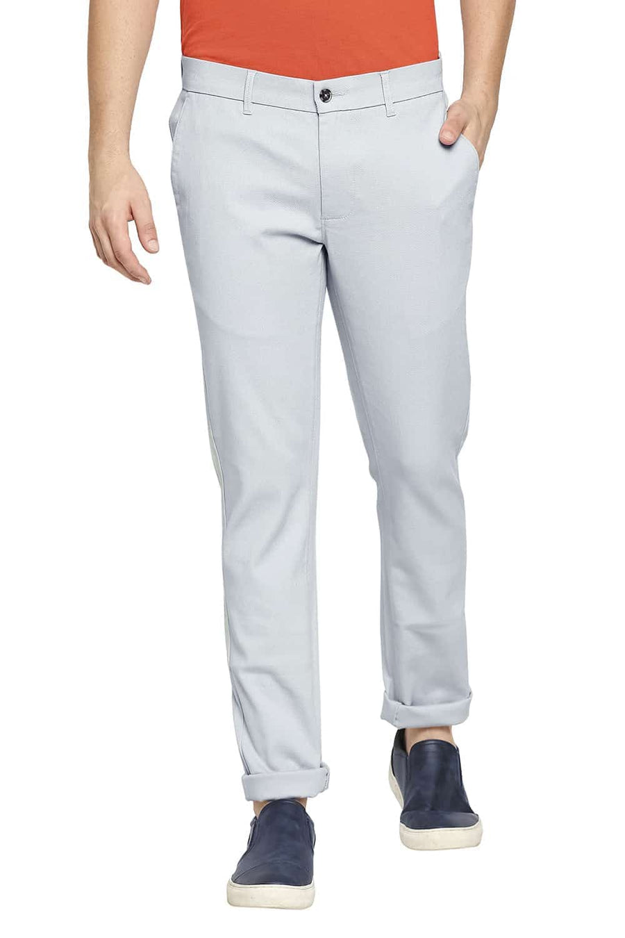 BASICS TAPERED FIT GLACIER GREY STRETCH TROUSER