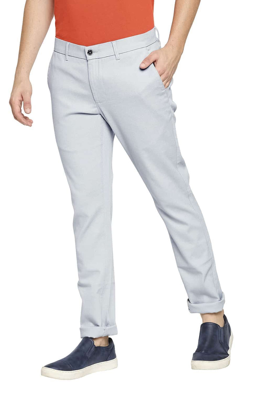 BASICS TAPERED FIT GLACIER GREY STRETCH TROUSER