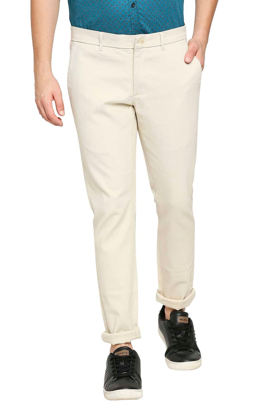 BASICS TAPERED FIT ANGORA STONE STRETCH TROUSER