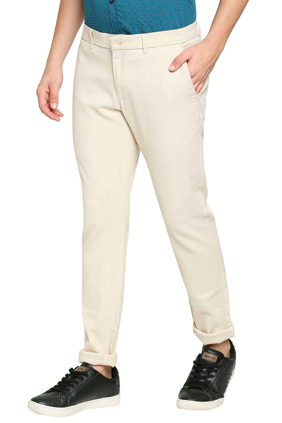 BASICS TAPERED FIT ANGORA STONE STRETCH TROUSER