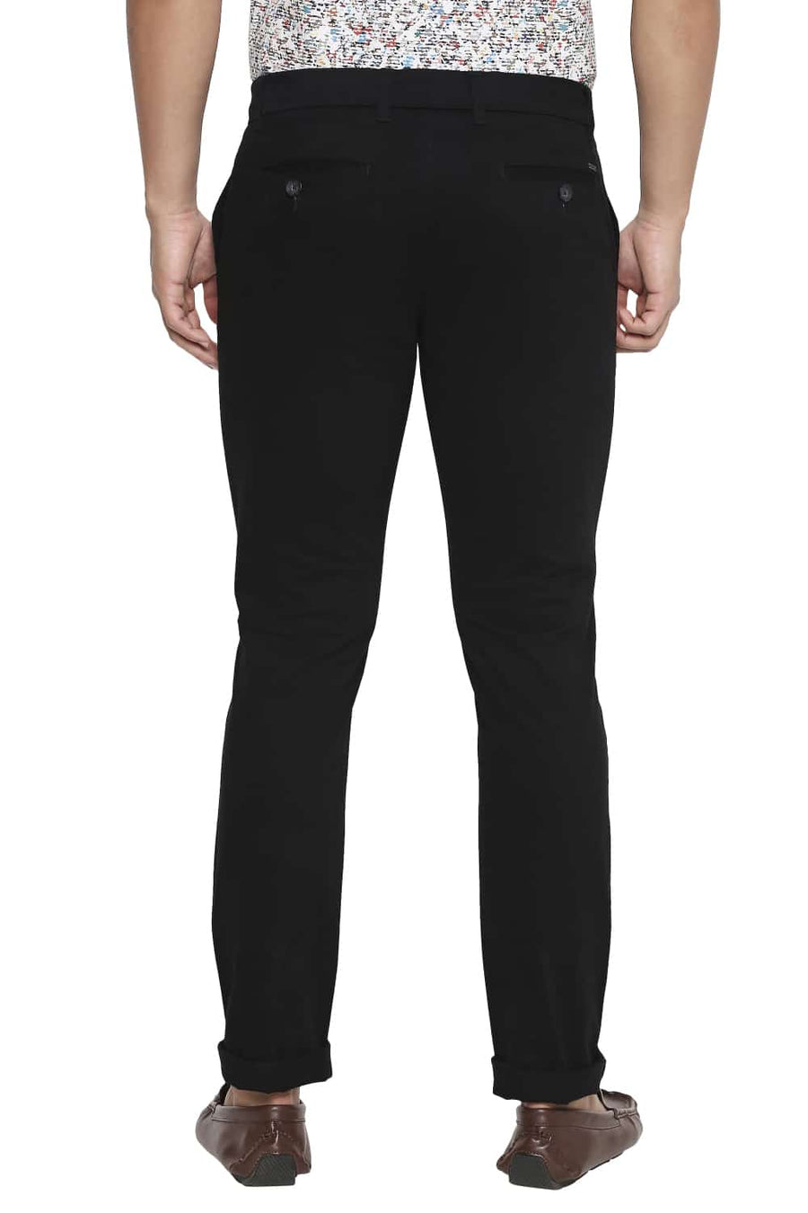 BASICS TAPERED FIT ANTHRACITE BLACK STRETCH TROUSER