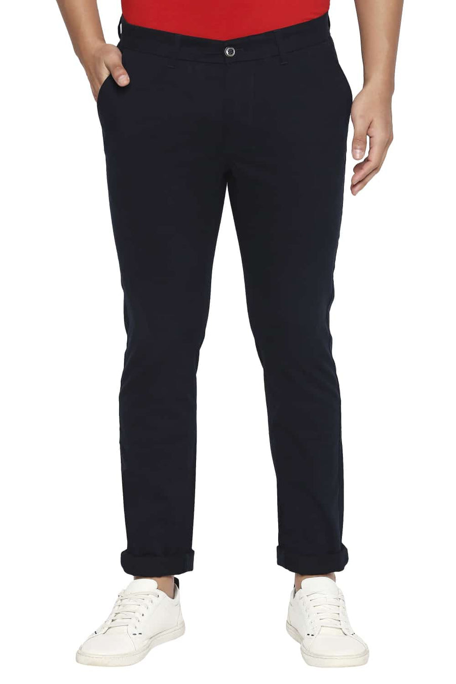BASICS TAPERED FIT NIGHT SKY NAVY STRETCH TROUSER