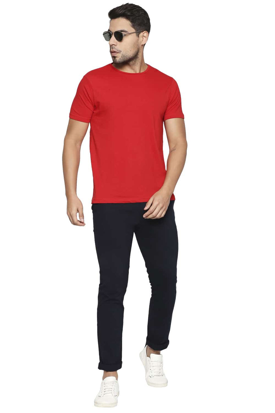 BASICS TAPERED FIT NIGHT SKY NAVY STRETCH TROUSER