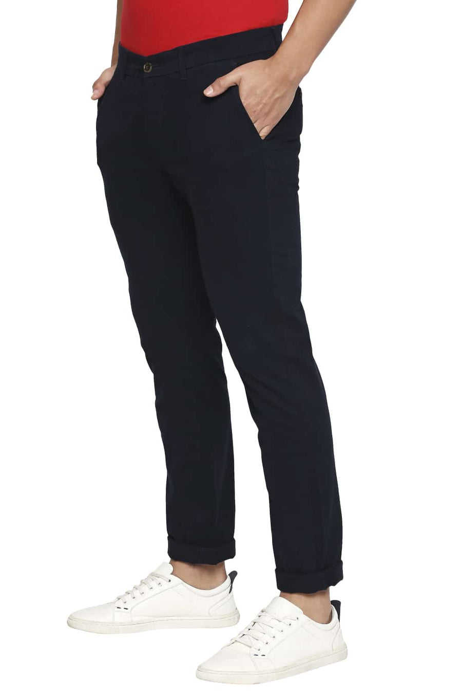 BASICS TAPERED FIT NIGHT SKY NAVY STRETCH TROUSER